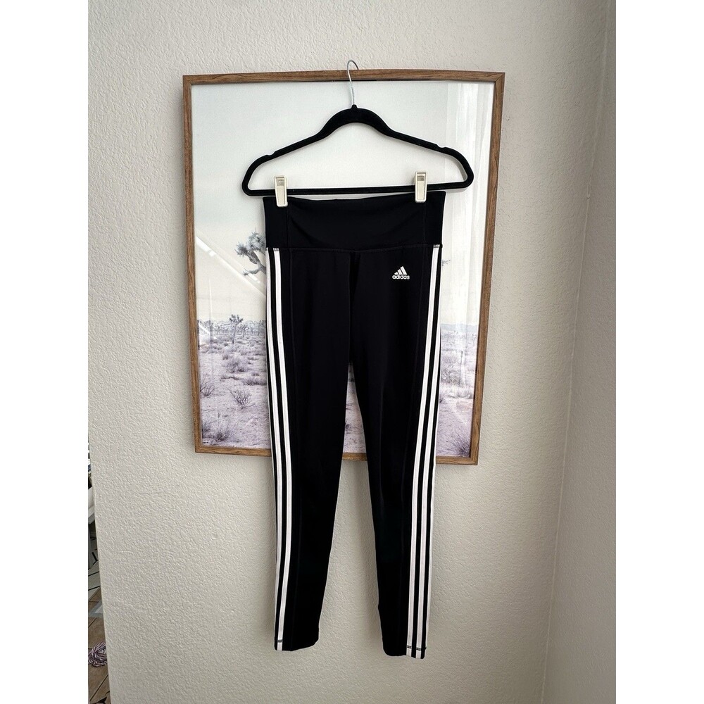 adidas Climalite Black 3-Stripe Leggings Women’s Size S Athletic Full Length